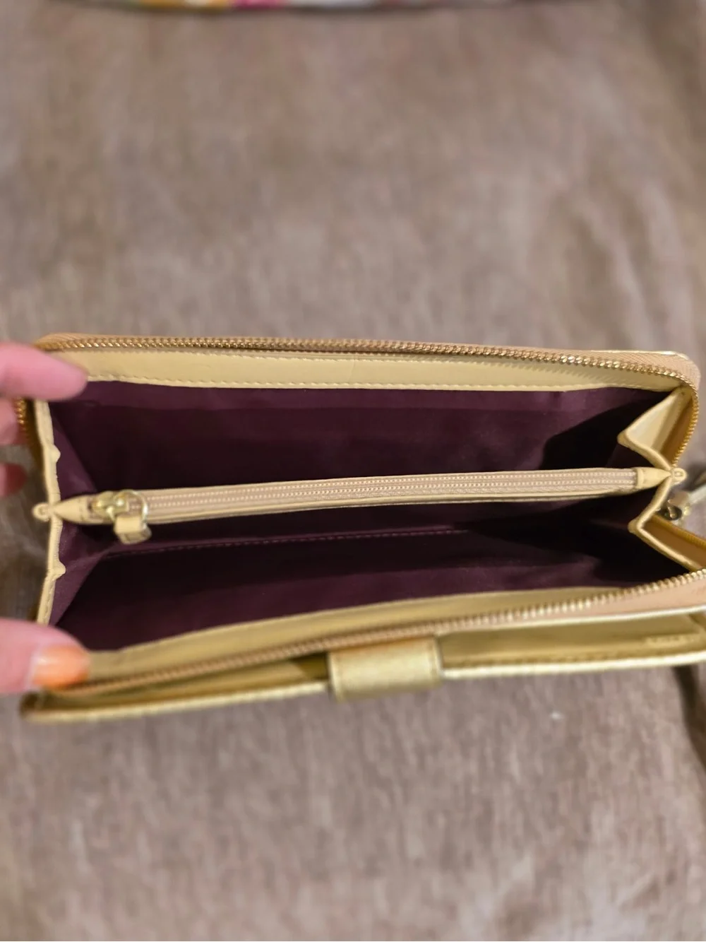 Coach Multicolor Signature Pattern Wallet with Gold Trim